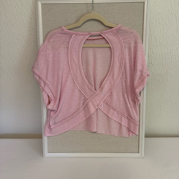 Pink Open Back Relaxed Short Sleeve Tee - Picture 3 of 4